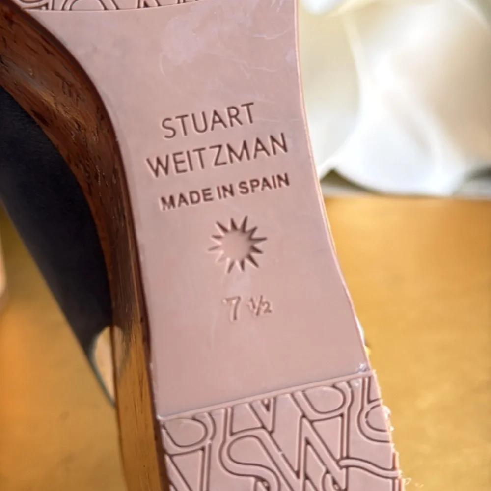 Stuart Weitzman Platform Gloss Cork Wedges in Blue Suede - Picture 13 of 16